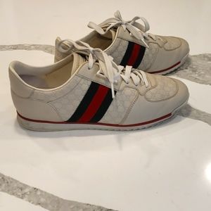 GUCCI Guccissima Leather Web Detail Low Top Sneakers Size 39.5 Athletic